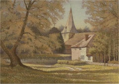 Eric E. Cox - Signed Mid 20th Century Pastel, Bury Church, Sussex