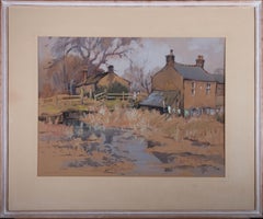 R.F. Spencer-Ford (1902-1990) - 20th Century Gouache, Cottages by a Stream
