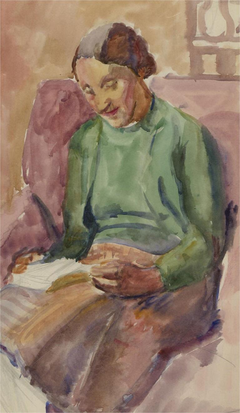 Dorothy Hepworth (1894-1978) - Mid 20th Century Watercolour, Lady in Green 1
