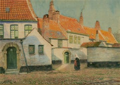 Albert Caullet (1875-1950) - 1918 Watercolour, Nun At The School House