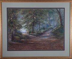 Vintage George Henry Downing (1878-1940) - Signed Watercolour, Woodland Path