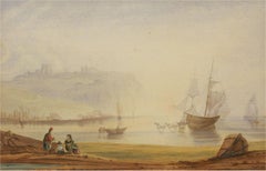Naive Early 19th Century Watercolour - Harbour Scene