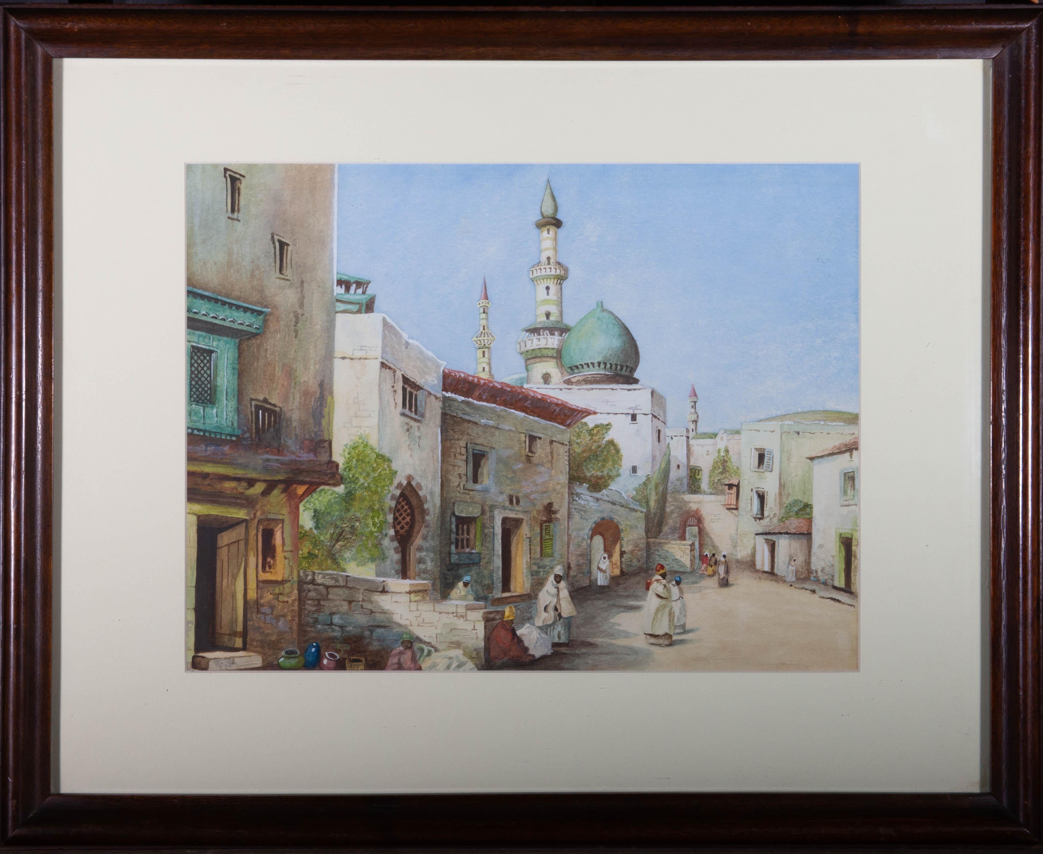 Unknown Landscape Art - Mid 20th Century Watercolour - North-African Street