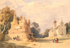 Mid 19th Century Watercolour - Church and Ruins