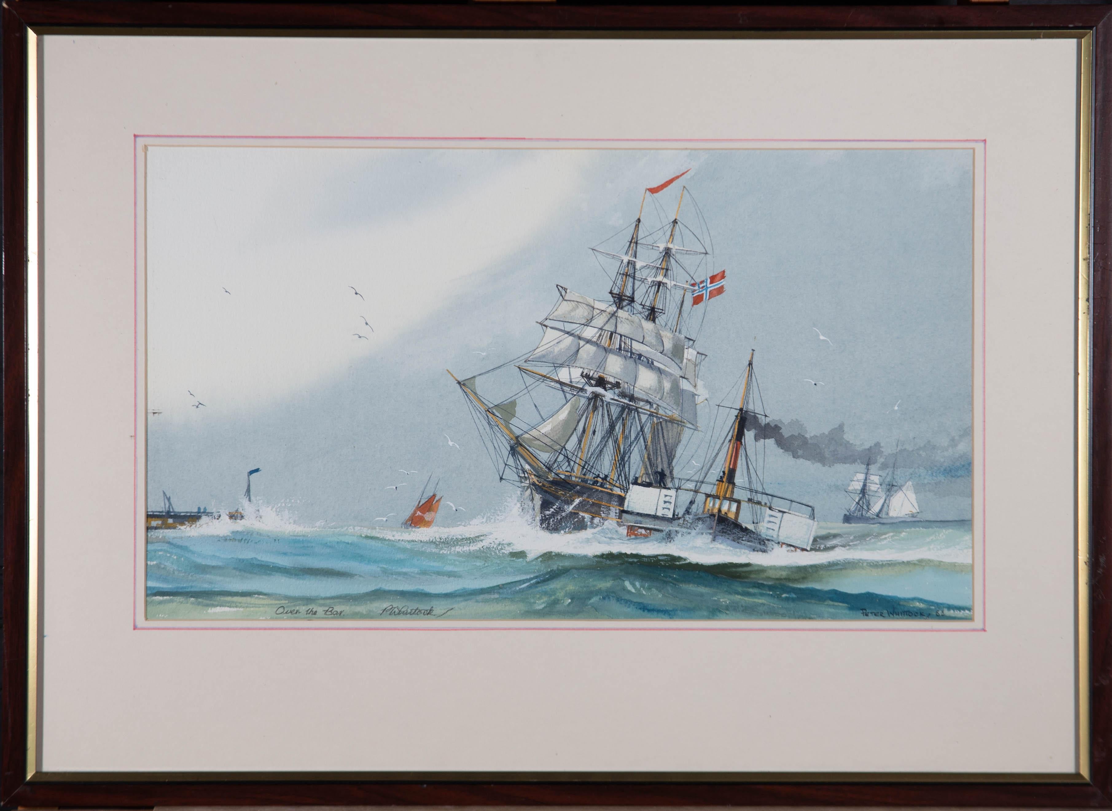 A lovely watercolour showing ships at sea with one flying the Norwegian Flag. Well presented in a lined mount and wooden frame with gilt trim. Inscribed with the title on the lower left and signed and dated to the lower right. On wove.
