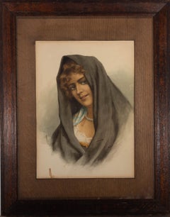 Romolo Tessari (1868-1947) - Early 20th Century Watercolour, Italian Woman