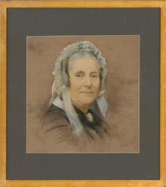 Antique Hannah H. Kent - 1869 Watercolour, Portrait of a Matriarch