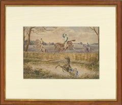 Antique J.H.L. - Late 19th Century Watercolour, Steeplechase