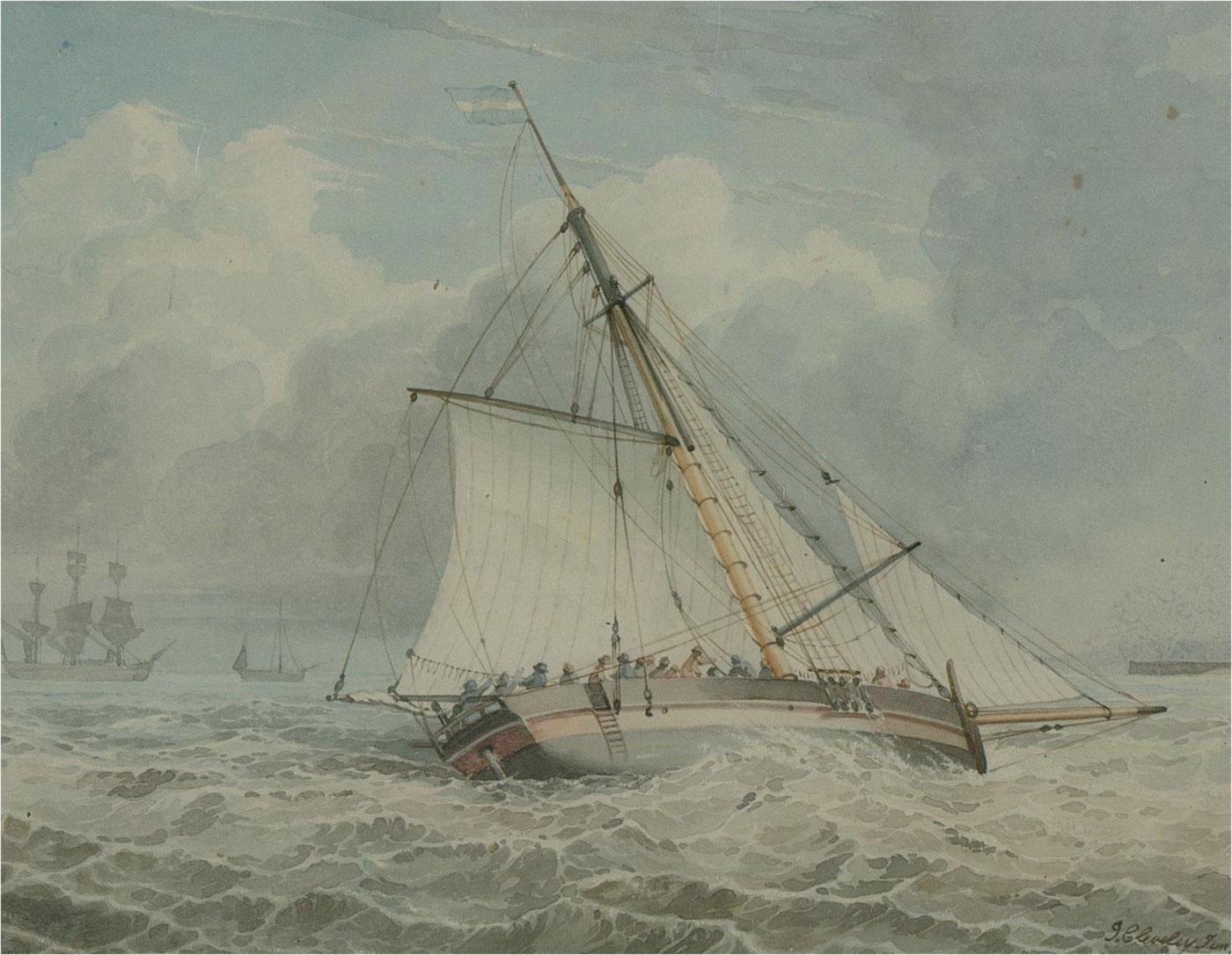 John Cleveley the Younger (1747-1786) - 18th Century Watercolour, Cutter at Sea 1