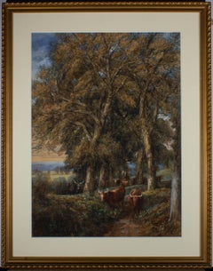 William Taunton (1834-1907) - 1969 Watercolour, Drover and Cattle