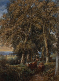 William Taunton (1834-1907) - 1969 Watercolour, Drover and Cattle