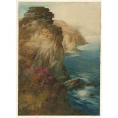 John Shapland (1865-1929) - Aquarelle du XIXe siècle, Castle Rock Lynton