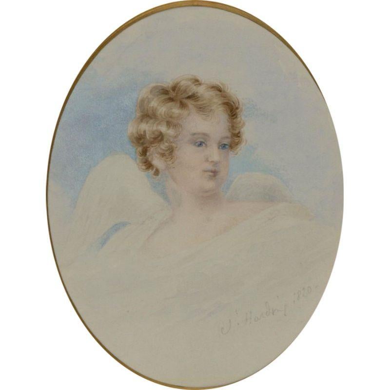 J. Harding - 1820 Watercolour, Cherub For Sale 1