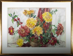 Phyllis I. Hibbert (b.1903) -Early 20thC Watercolour, Chrysanthemums And Berries