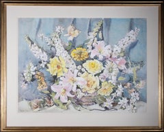 Phyllis I. Hibbert (née en 1903) - Début du 20e siècle Aquarelle, fleurs mélangées