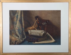 Vintage Early 20th Century Watercolour - Still Life with Religious Artefacts