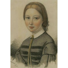 George Morosini (d.1882) - Mid 19th Century Chalk Pastel Drawing, Young Woman