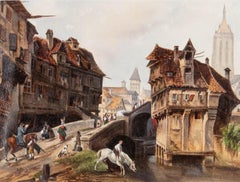 Early 19th Century Watercolour - Historic Street