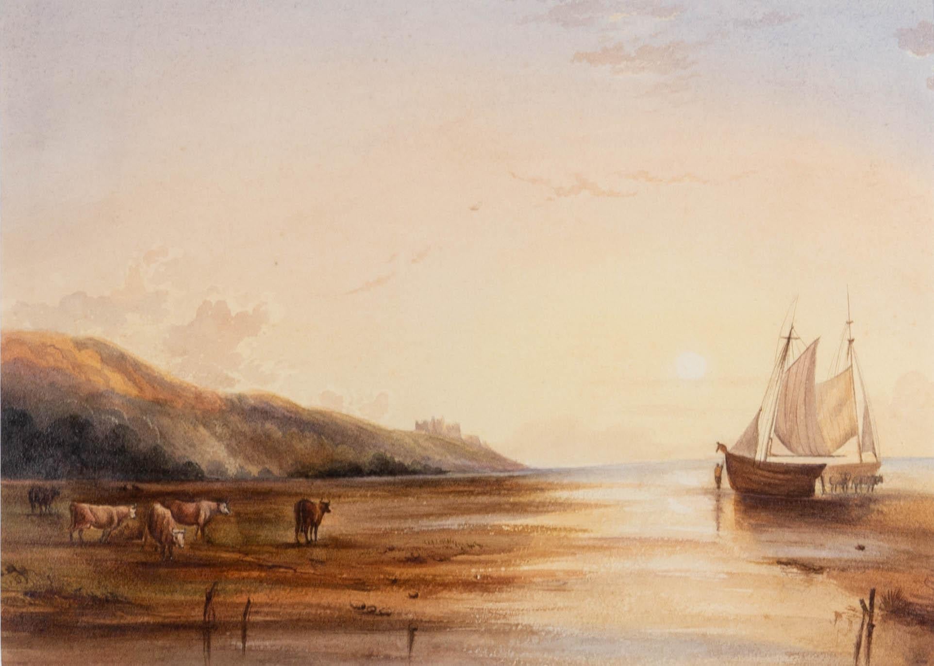 Early 19th Century Watercolour - Coastal Sunset - Art by Unknown