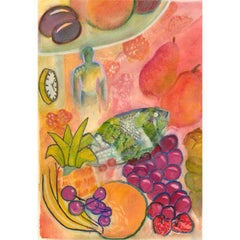 Used Susan Paine - Contemporary Watercolour, Fish And Fruit