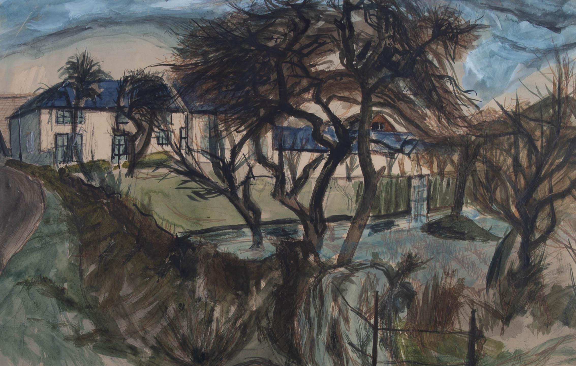 Eric Ross - Mid 20th Century Watercolour, The Orchard in Winter For Sale 1