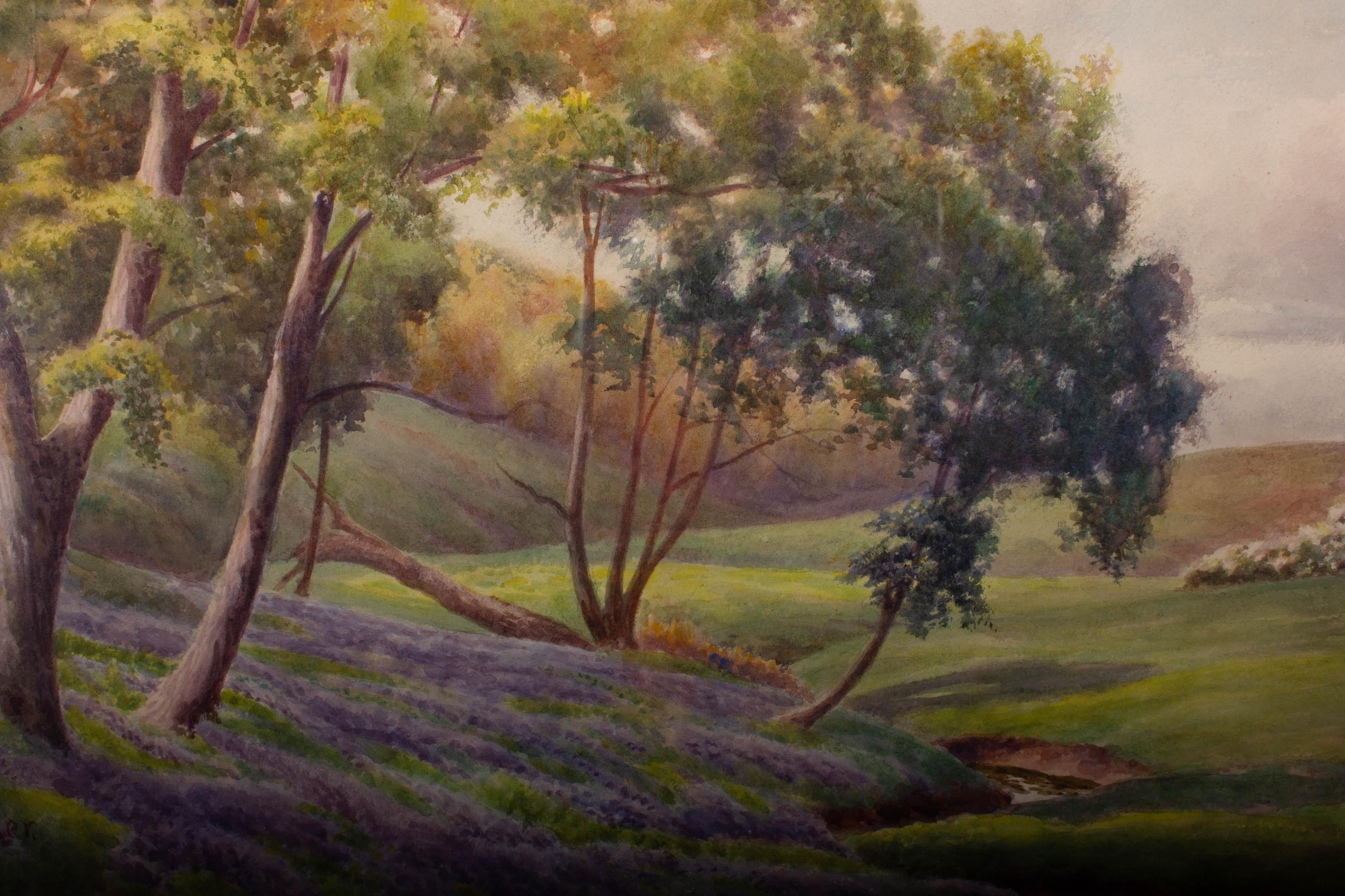 J. L. Barker - Early 20th Century Watercolour, Shoreton Woods For Sale 1