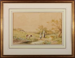 Antique J. Barclay - Mid 19th Century Watercolour, Girl and Calf