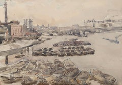William T. Martin Hawksworth (1853-1935) - Watercolour, King's Reach, London