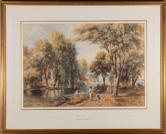 Attribué. Richard Horwell Woodman (fl.1842-1885) - Aquarelle, Scène de rivière