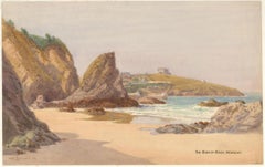 William Edward Croxford (1852-1926) - 1921 Watercolour, The Bishop Rock, Newquay