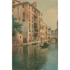 Eugenio Benvenuti (1881-1959) - Watercolour, A Venice Canal with Gondola