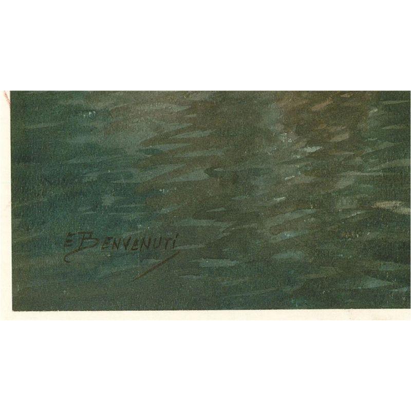 Eugenio Benvenuti (1881-1959) - Watercolour, A Venice Canal with Gondola For Sale 2