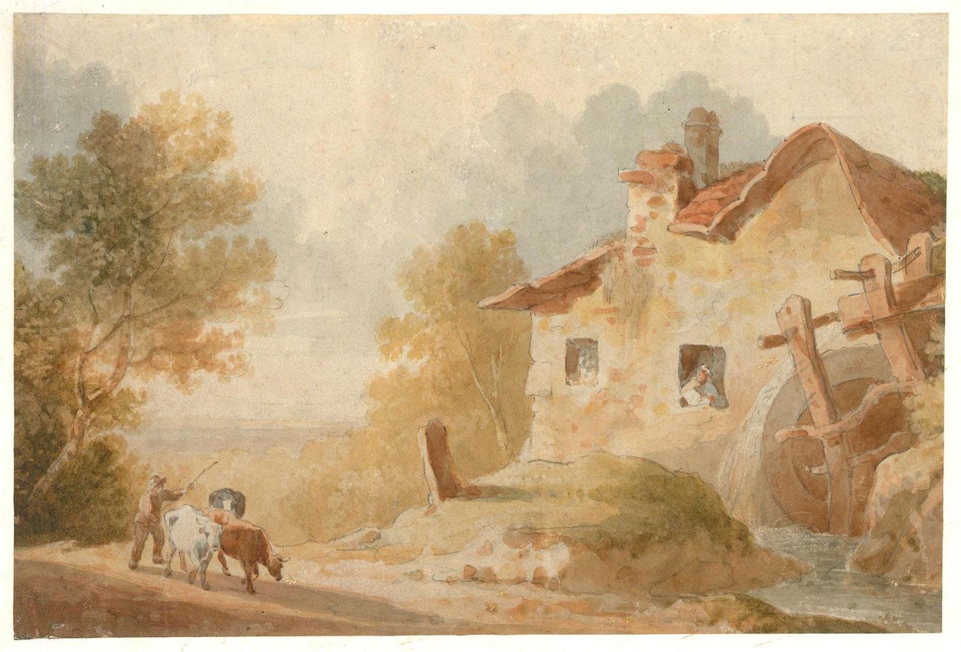 Follower of George Morland (1762-1804)-Early 19thC Watercolour, Returning Cattle For Sale 1