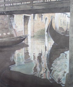 H. S. - 20th Century Watercolour, Venetian Back Waters