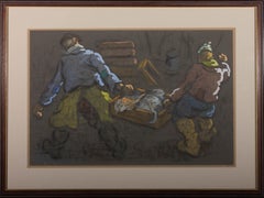 Vicente Gil Franco (1898-1959) - 1953 - Gouache, pêcheurs de Boulogne-sur-Mer
