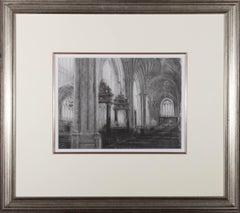 Simon B. Hodges (b.1956) - 20th Century Charcoal Drawing, Bath Abbey Interior