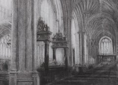 Simon B. Hodges (b.1956) - 20th Century Charcoal Drawing, Bath Abbey Interior