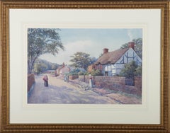 Antique H. Warren Williams - 1894 Watercolour, Village Street Scene