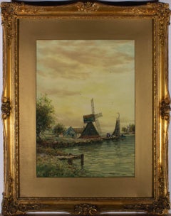 John Hamilton Glass SSA (fl.1890-1925) - Watercolour, Windmill