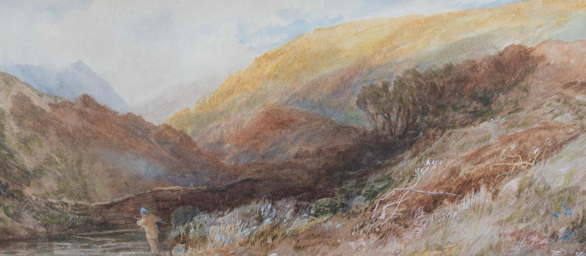 William Callow (1812-1908) - Acuarela de 1871, Pesca del salmón, Escocia 1