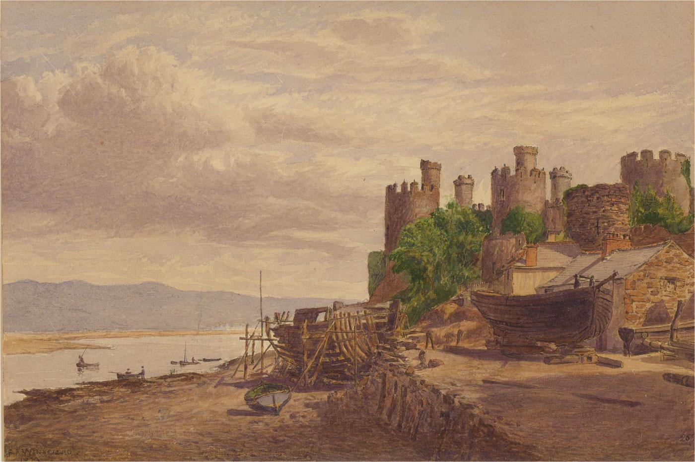 Frederick A. Winkfield (fl. 1873-1920) - 1873 Watercolour, Castle View For Sale 1