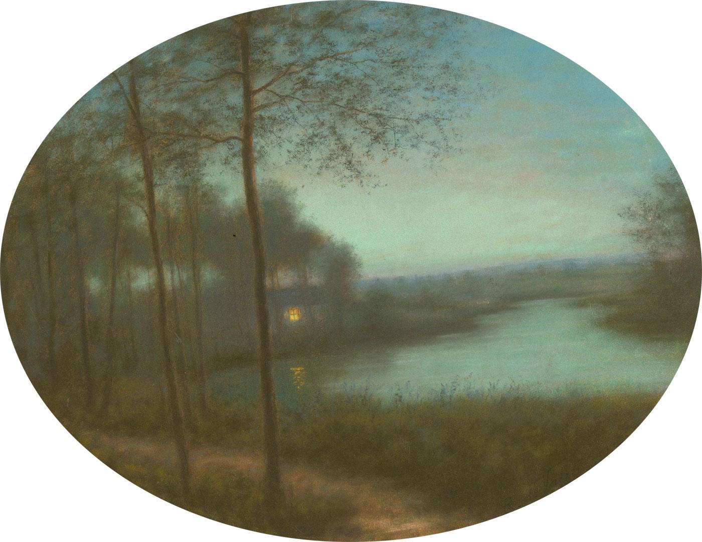 Unknown Landscape Art - 1907 Pastel - Settling Dusk