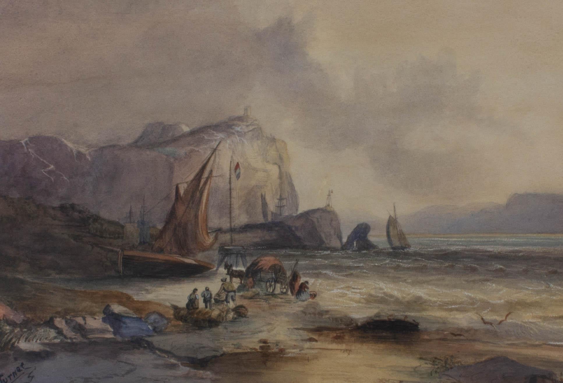 H. Turner - Aquarell des späten 19. Jahrhunderts, Französische Fischer im Angebot 1