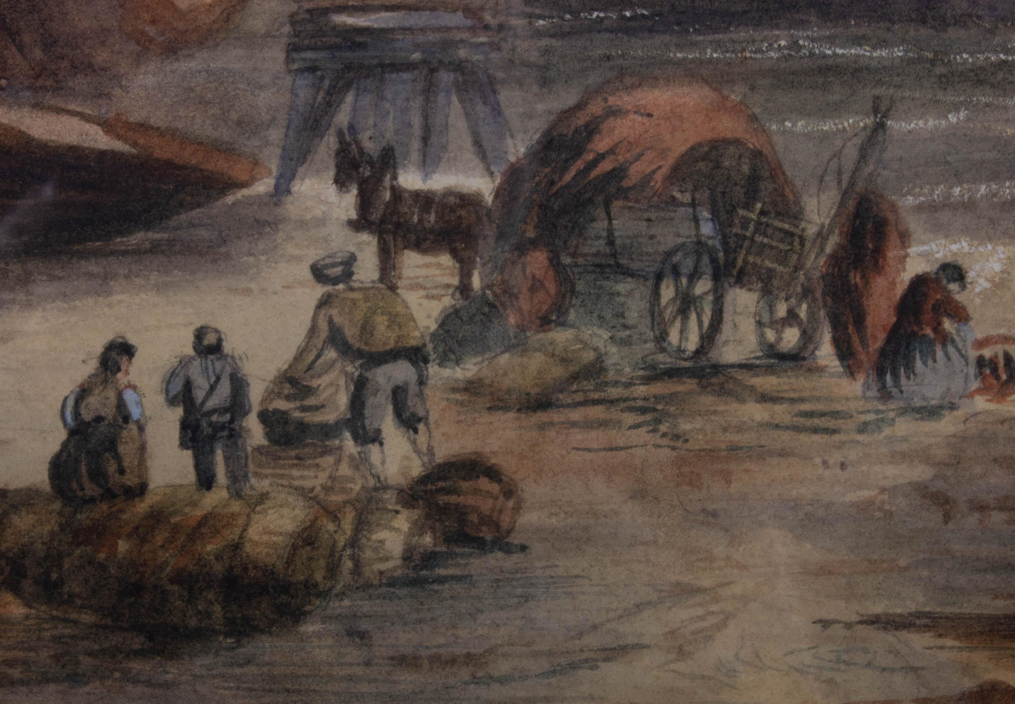 H. Turner - Aquarell des späten 19. Jahrhunderts, Französische Fischer im Angebot 3