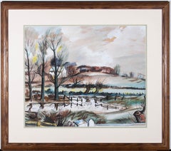 Vintage Rowland Suddaby (1912-1972) - Signed Mid 20th Century Gouache, Winter Skies