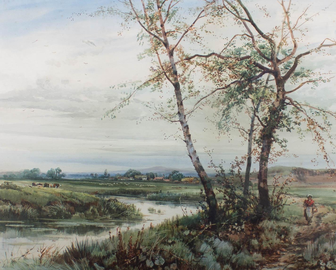 Early 20th Century Watercolour - Following The Meandering River - Art by Unknown