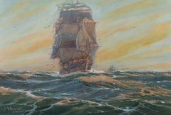 A.D. Bell (1884-1966) - 1937 Gouache, Clipper under Full Sail