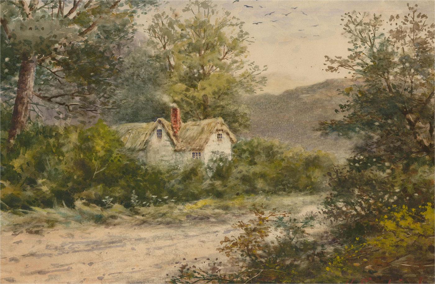 H. Sinclair Jackson (fl. 1887-1896) – Aquarell des späten 19. Jahrhunderts, Cottage View im Angebot 2