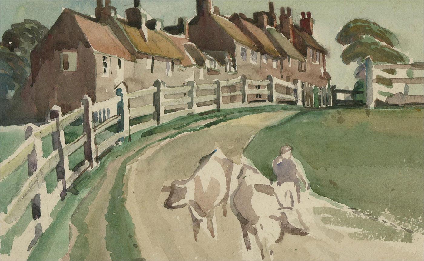 Horace Tuck (1876-1951) - Early 20th Century Watercolour, Cattle Crossing For Sale 1