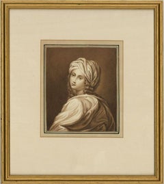 Aquarelle du début du 20e siècle d'après Guido Reni (1575-1642), Portrait de Beatrice Cenci